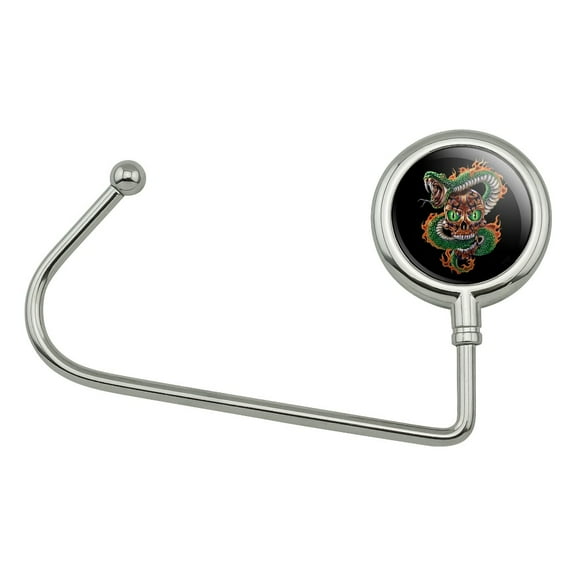 Fire Snake and Skull Biker Motorcycle Flames Racing Purse Bag Hanger Holder Hook