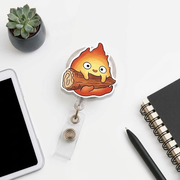 Fire Spirit Badge Reel, Retractable ID Holder with Belt Clip