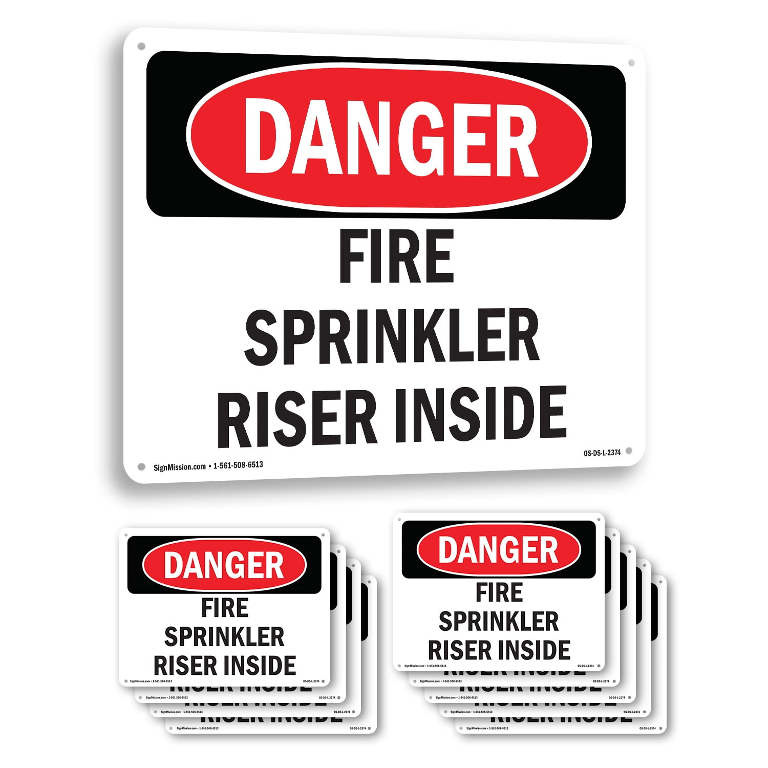 Fire Sprinkler Riser Inside OSHA Danger Aluminum Sign 10 Inch x 7 Inch ...