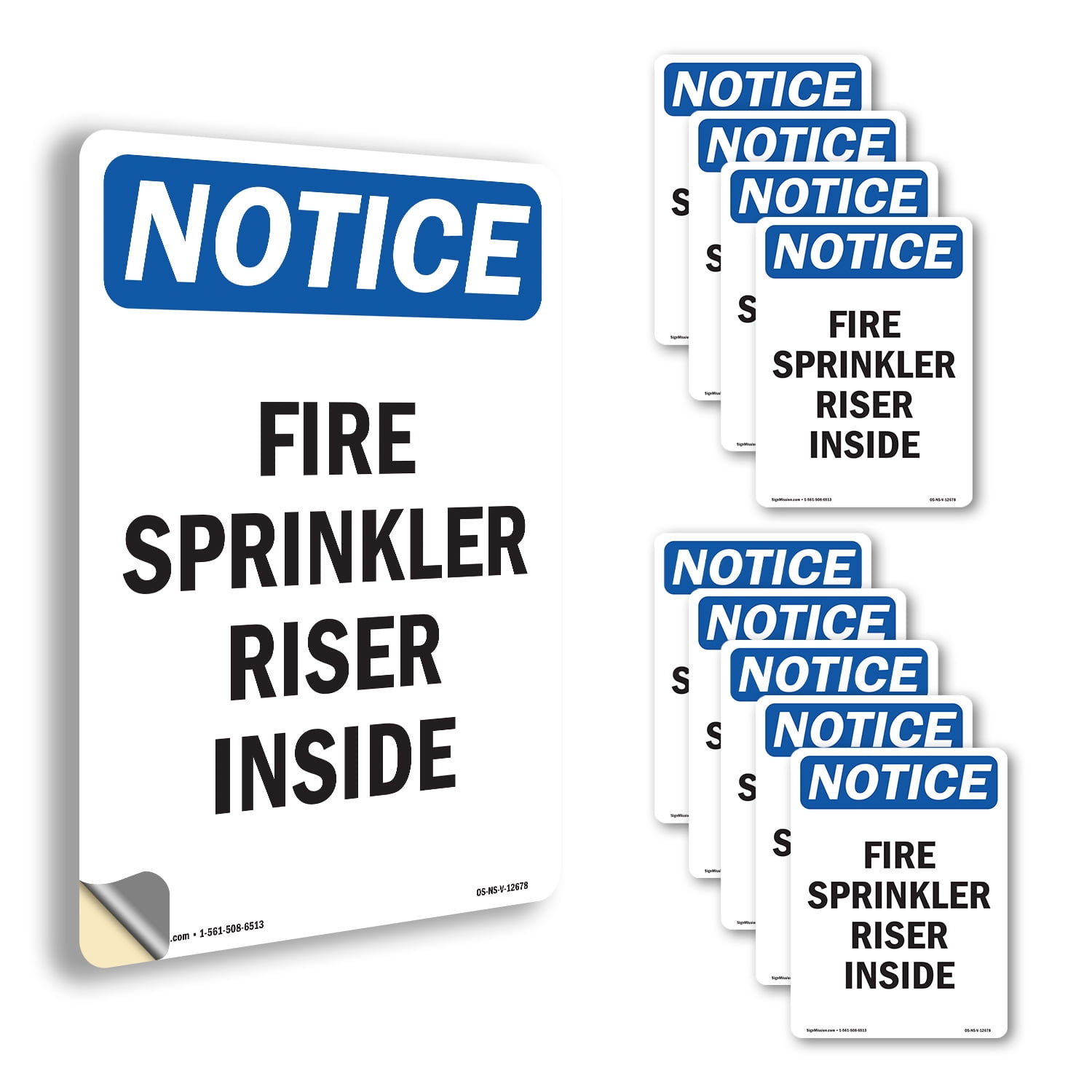 Fire Sprinkler Riser Inside OSHA Notice Vinyl Decal Label 14 Inch x 10 ...