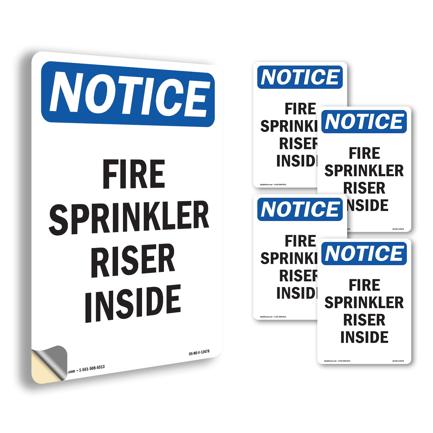 Fire Sprinkler Riser Inside OSHA Notice Vinyl Decal Label 24 Inch x 18 ...