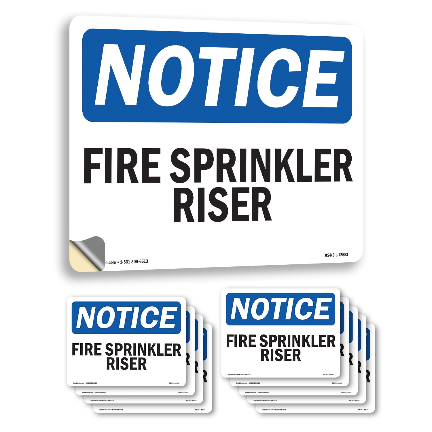 Fire Sprinkler Riser OSHA Notice Vinyl Decal Label 14 Inch x 10 Inch ...