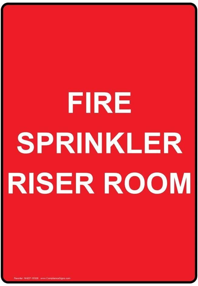 Fire Sprinkler Riser Room Aluminum Sign, in. with English Text, Red ...