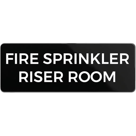 Fire Sprinkler Riser Room Sign, Durable ABS Plastic with Full Adhesive Backing, Sign for Door or Wall, 2x6"