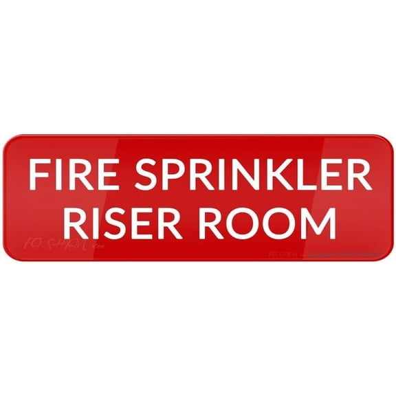 Fire Sprinkler Riser Room Sign Rounded Corners Long Lasting With Double Sided Tape In The Back 10"X3" Inch
