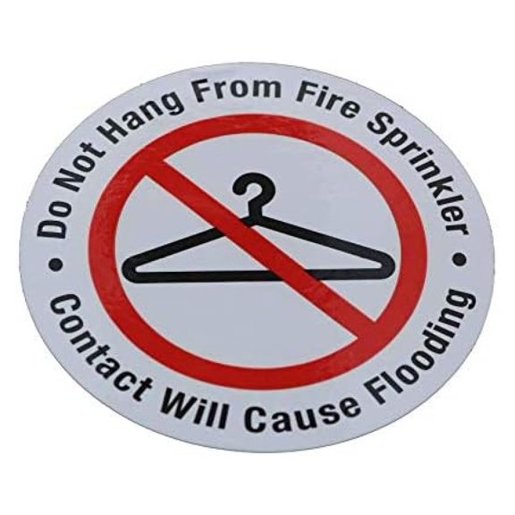 Fire Sprinkler Sign Stickers - 3" Round Vinyl Warning Labels, Roll of 100 - "Do Not Hang" - For Hotels, Motels, Rentals & Property Management