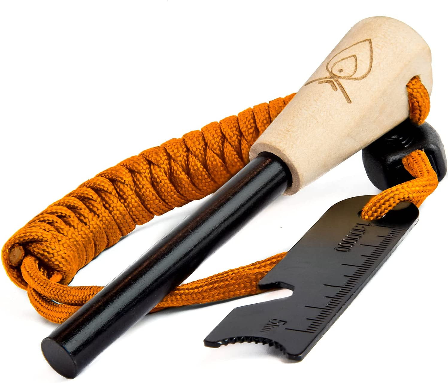 Fire Starter - 3/8" Thick Ferro Rod with Striker and Paracord Wrist Lanyard – Waterproof Flint Fire Steel Survival Lighter for Your Camping, Hiking and Backpacking Gear