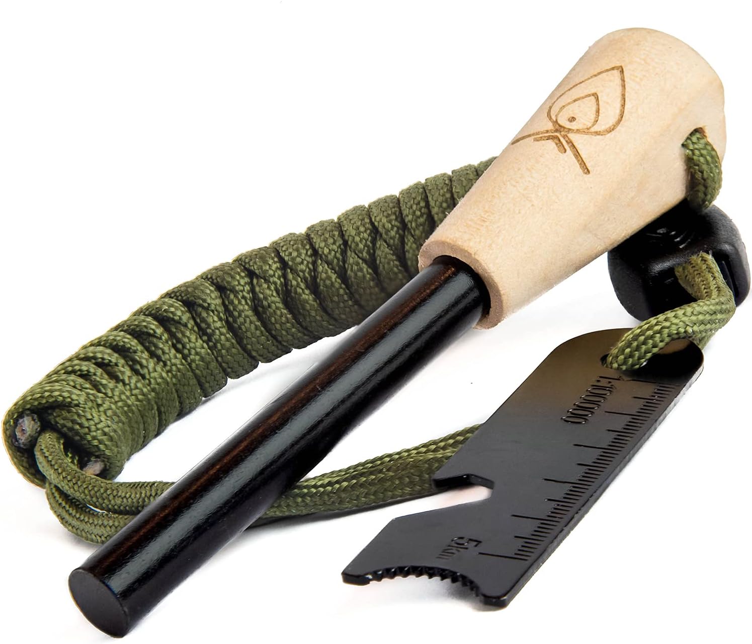 Fire Starter - 3/8" Thick Ferro Rod with Striker and Paracord Wrist Lanyard – Waterproof Flint Fire Steel Survival Lighter for Your Camping, Hiking and Backpacking Gear