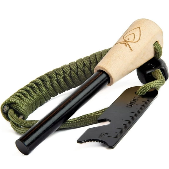 Fire Starter - 3/8" Thick Ferro Rod with Striker and Paracord Wrist Lanyard – Waterproof Flint Fire Steel Survival Lighter for Your Camping, Hiking and Backpacking Gear