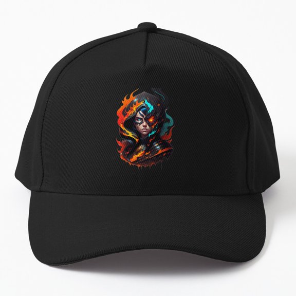 Fire Starter Baseball Hat, Flame Artwork-Inspired Graphic Design, Classic Everyday Cap