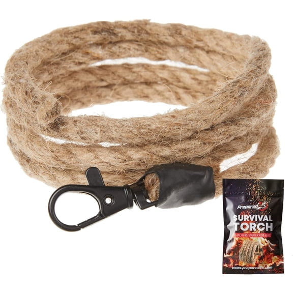 Fire Starter Rope 36 Waterproof, Wax-Infused Hemp Tinder Wick Refill Fire Tinder for Emergency Kit, Survival Kits, Survival Tools
