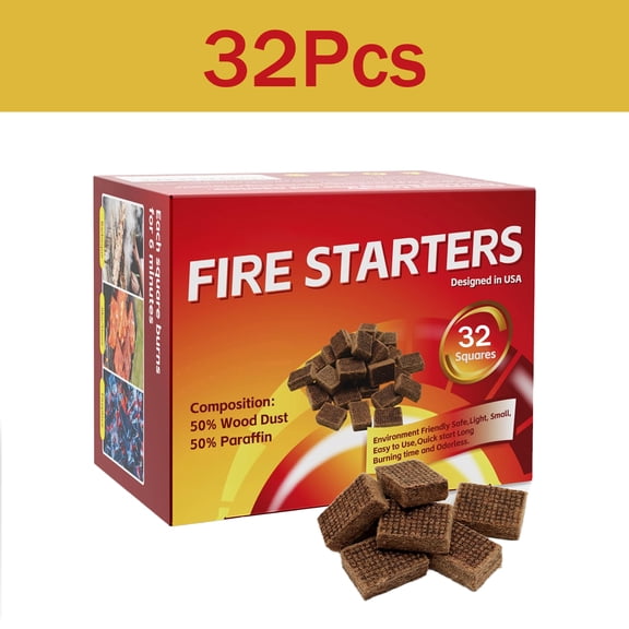 Fire Starter Squares - Fire Starters for Fireplace,Chimney,BBQ Grill,Camping Fire,Wood Stove - Water Resistant and Safe Odourless - Camping Accessories