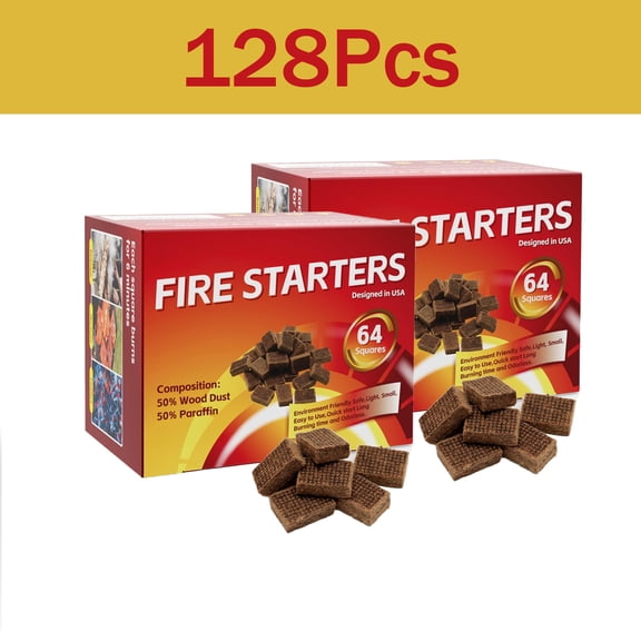 Fire Starter Squares - Fire Starters for Fireplace,Chimney,BBQ Grill,Camping Fire,Wood Stove - Water Resistant and Safe Odourless - Camping Accessories