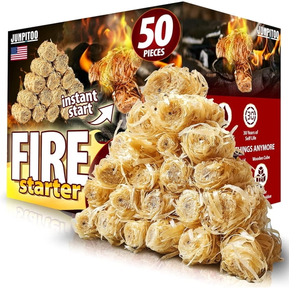 Fire Starters Natural Pine Fire Starters for Campfires Fireplace Grill Wood Pellet Stove Chimney Fire Pit BBQ Smoker W/10 Min Burning Time Waterproof.