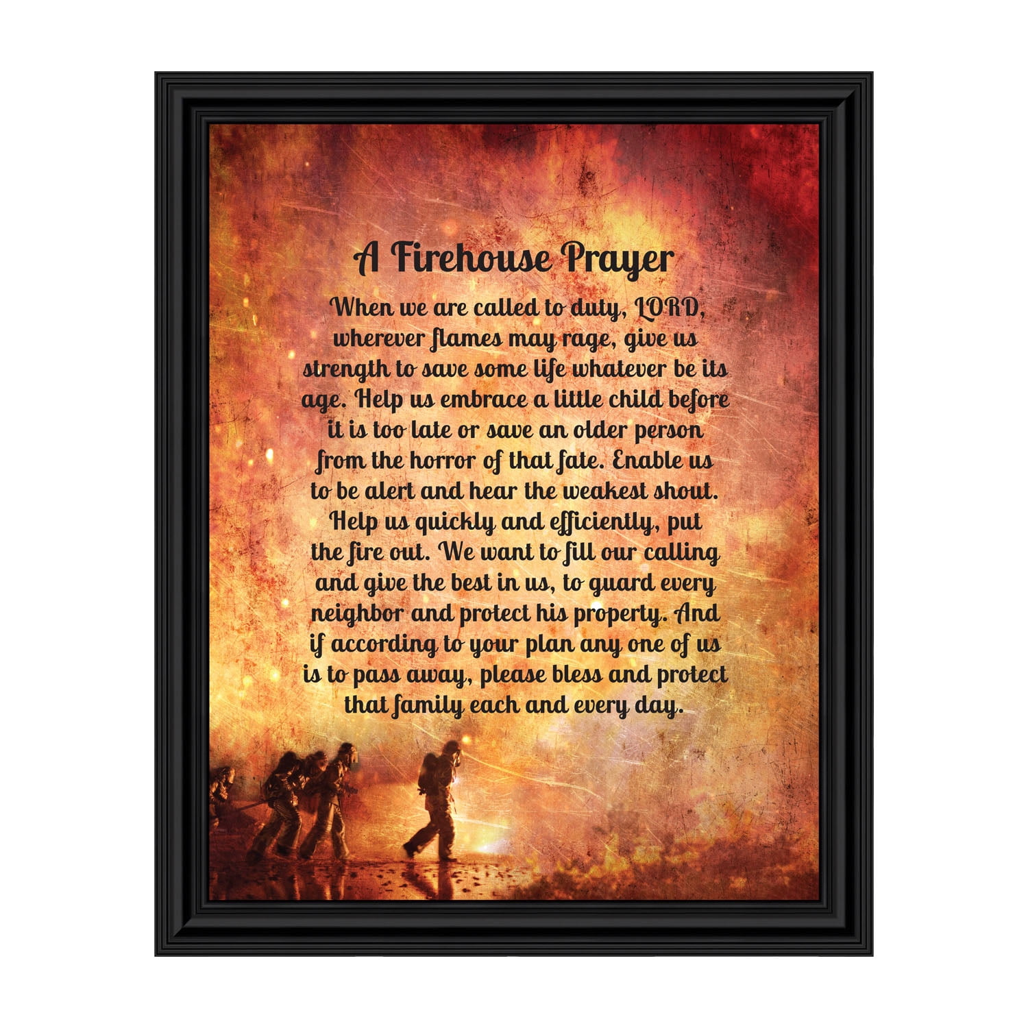 Fire Station Firefighter Gifts for Men and Women, Fire Academy Graduation Gift, Fire Fighter Gifts or Firehouse Decor, A Fireman's Prayer Framed Wall Art for Home, 2107