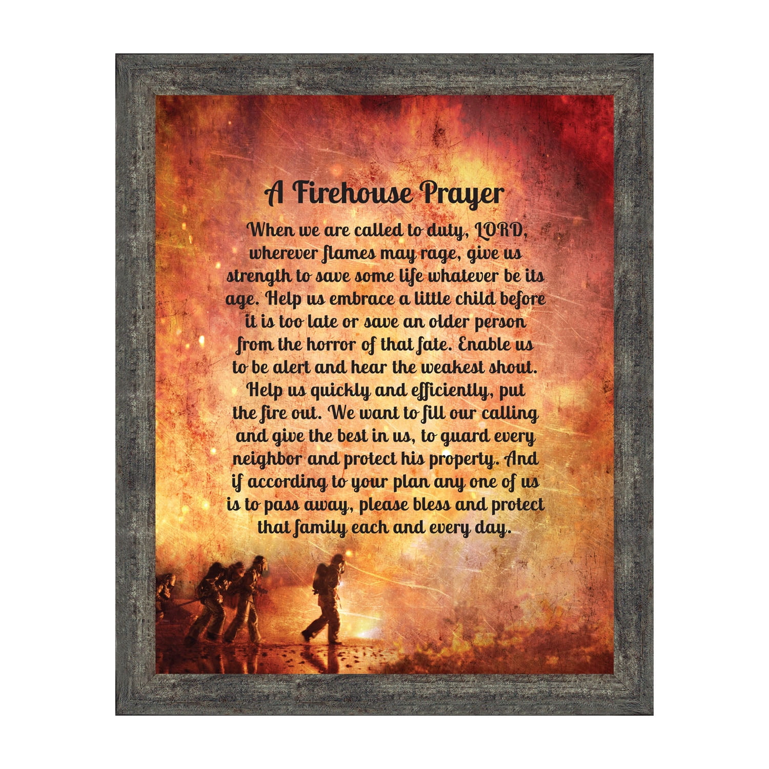 Fire Station Firefighter Gifts for Men and Women, Fire Academy Graduation Gift, Fire Fighter Gifts or Firehouse Decor, A Fireman's Prayer Framed Wall Art for Home, 2107