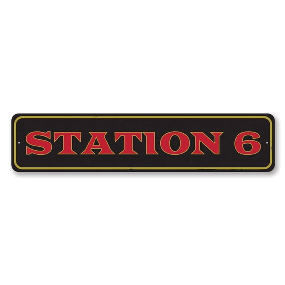 Fire Station Number Fire Department Firehouse Firefighter Man Cave Aluminum Sign - 4x18 inches
