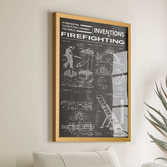 Fire Station Patent Firefighting History Office Decor, Unframed Poster