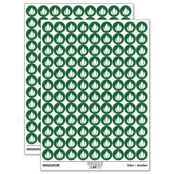 Fire Symbol 200+ Round Stickers - Dark Green - Matte Finish - 0.50" Size