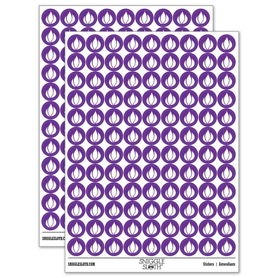 Fire Symbol 200+ Round Stickers - Purple - Gloss Finish - 0.50" Size