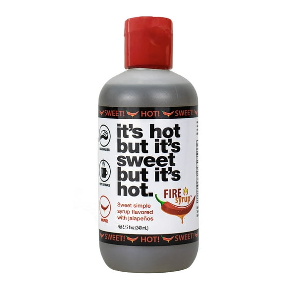 Fire Syrup - Jalapeo Infused Simple Syrup - 8 oz. Bottle - Add a Touch of Sweet Heat to Cocktails, Desserts, Marinades, Drinks, Snow Cones and More!