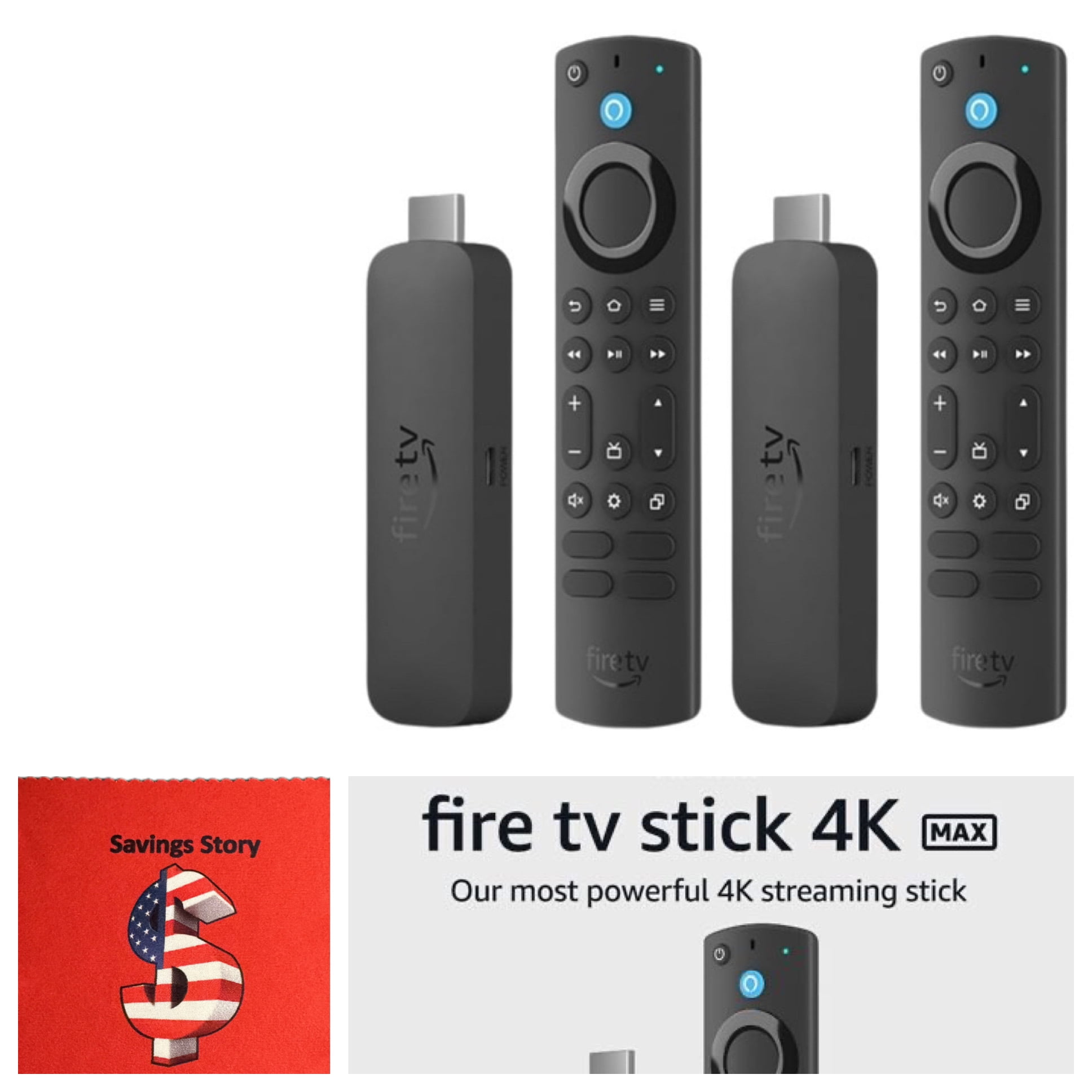 Fire_TV Stick 4K Max (2023 Release) 2-Pack Bundle Streaming Device with  Wi-Fi 6E, Alexa Voice Remote, Free Cleaning Cloth 