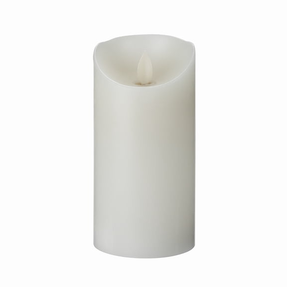 Fire Tek White Plastic Flameless Pillar Candle - Real Wax, Programmable - 3" x 3" x 6" - 1 count box