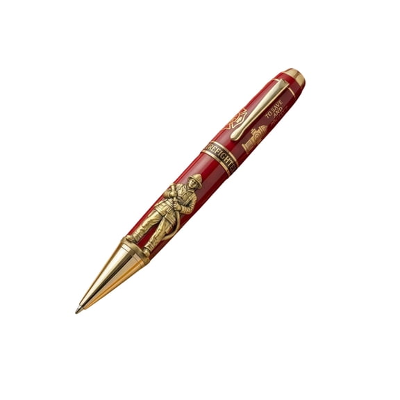 Fire Themed Fountain Pen Gift Set, Collectible Firefighter-Inspired Writing Pen | Premium Gift Box Packaging for Firefighters, Collectors & Pen Enthusiasts