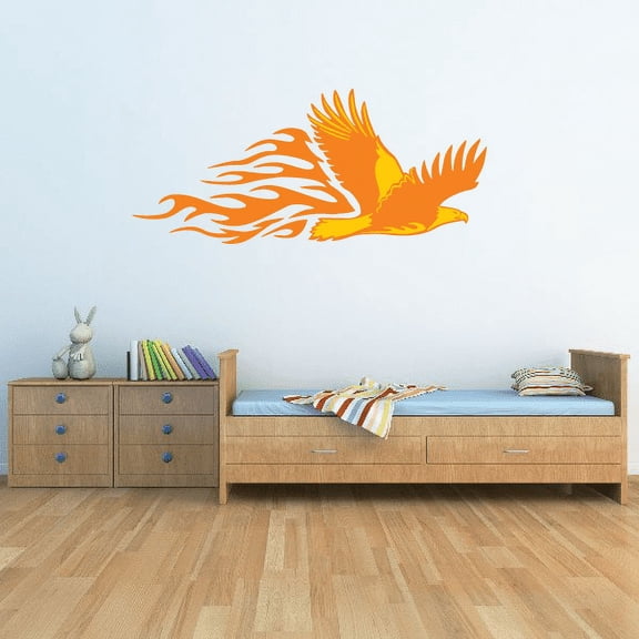 Fire Trail Eagle Hovering Sticker - 36 Inches