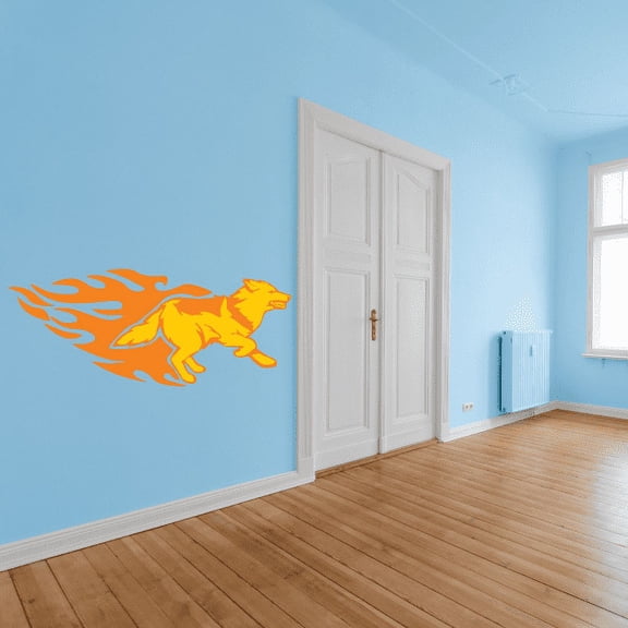 Fire Trail Running Wolf Sticker - 36 Inches