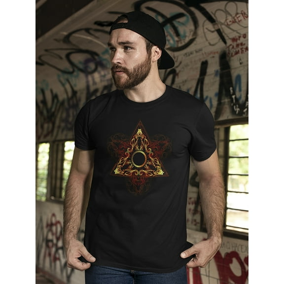 Fire Triangle Circle Inside T-Shirt Men -Image by Shutterstock, Male Small