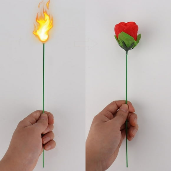 Fire Trick Rose | Flame Appearing Flower Magic Prop | Magician Pyro Effect for Performances | Reusable Illusion Gimmick | Visual Transformation | Stage Close-Up Mentalism | 1 Piece