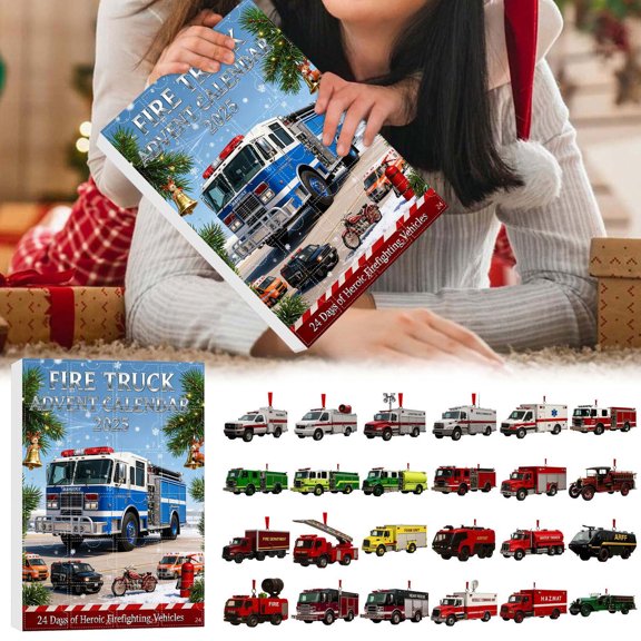 Fire Truck 2025 24 Days Countdown Calendar With 24 Different Mini Fire Truck Unique For Kids Friend Family & Fans69214