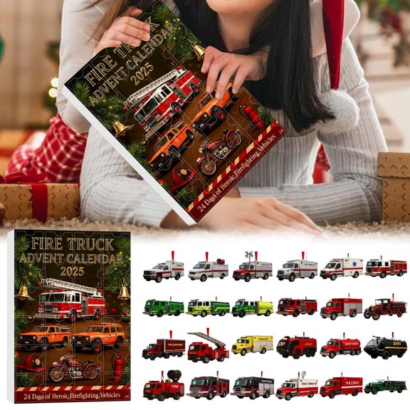 Fire Truck 2025 24 Days Countdown Calendar With 24 Different Mini Fire Truck Unique For Kids Friend Family & Fans87093