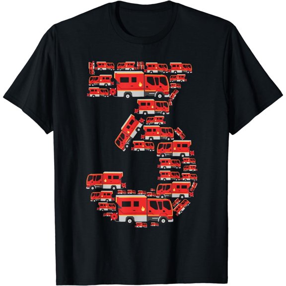 Fire Truck 3rd Birthday Boy 3 Year Old Toddler Firefighter T-Shirt