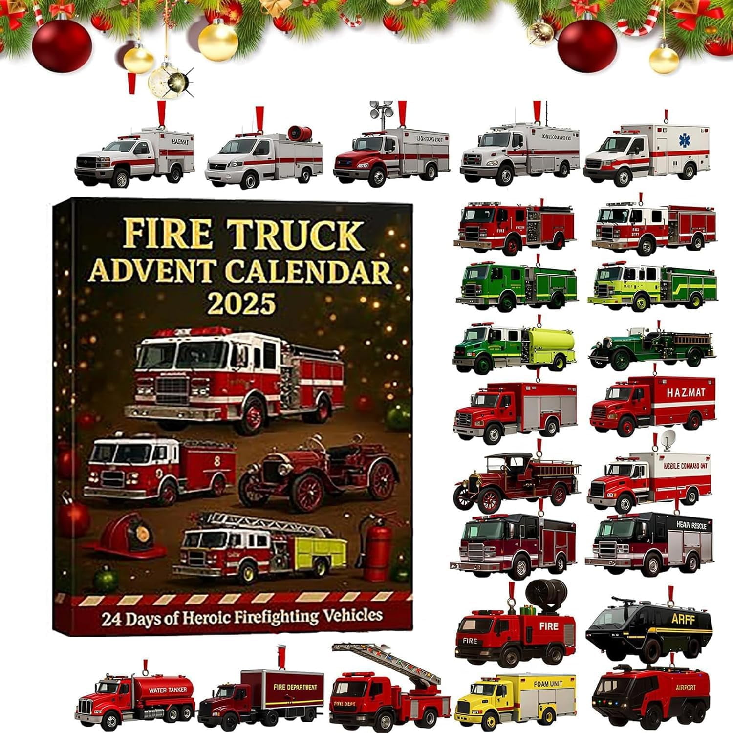 Fire Truck Advent Calendar 2025,24 Days of Mini Fire Truck Christmas ...