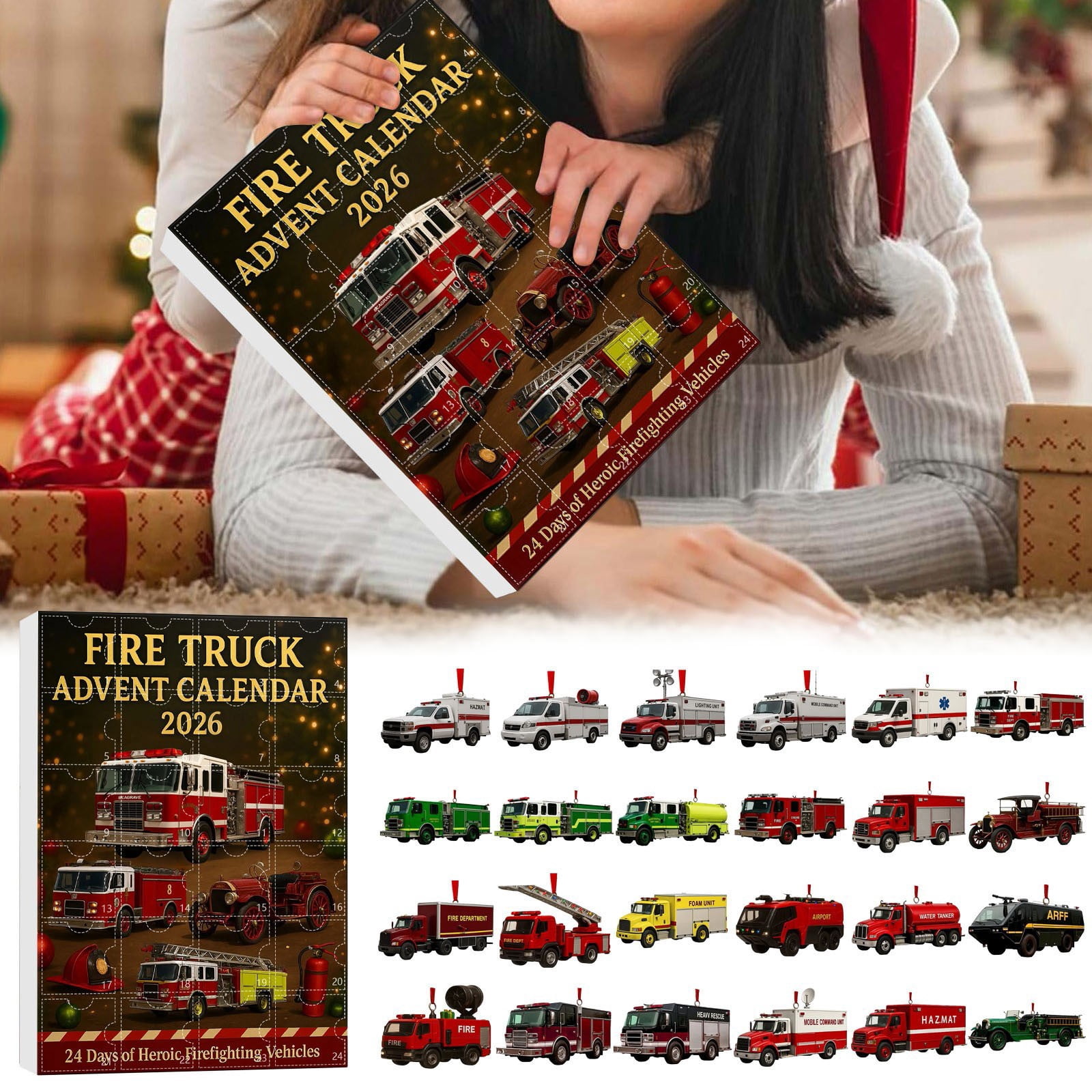 Fire Truck Advent Calendar 2026 24 Day Countdown with 24 Different Mini ...