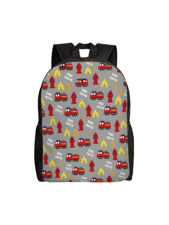 Fire Truck Backpack Full Front Print Travel Laptop Bag for Men and Women