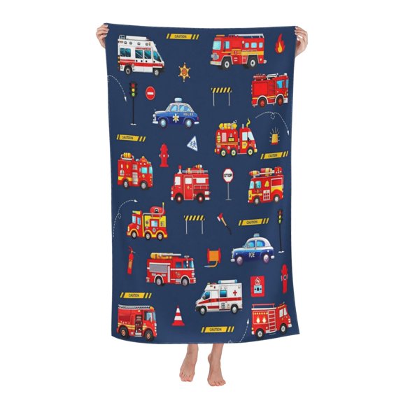 Fire Truck Bath Towel Soft and Highly Absorbent for Adults