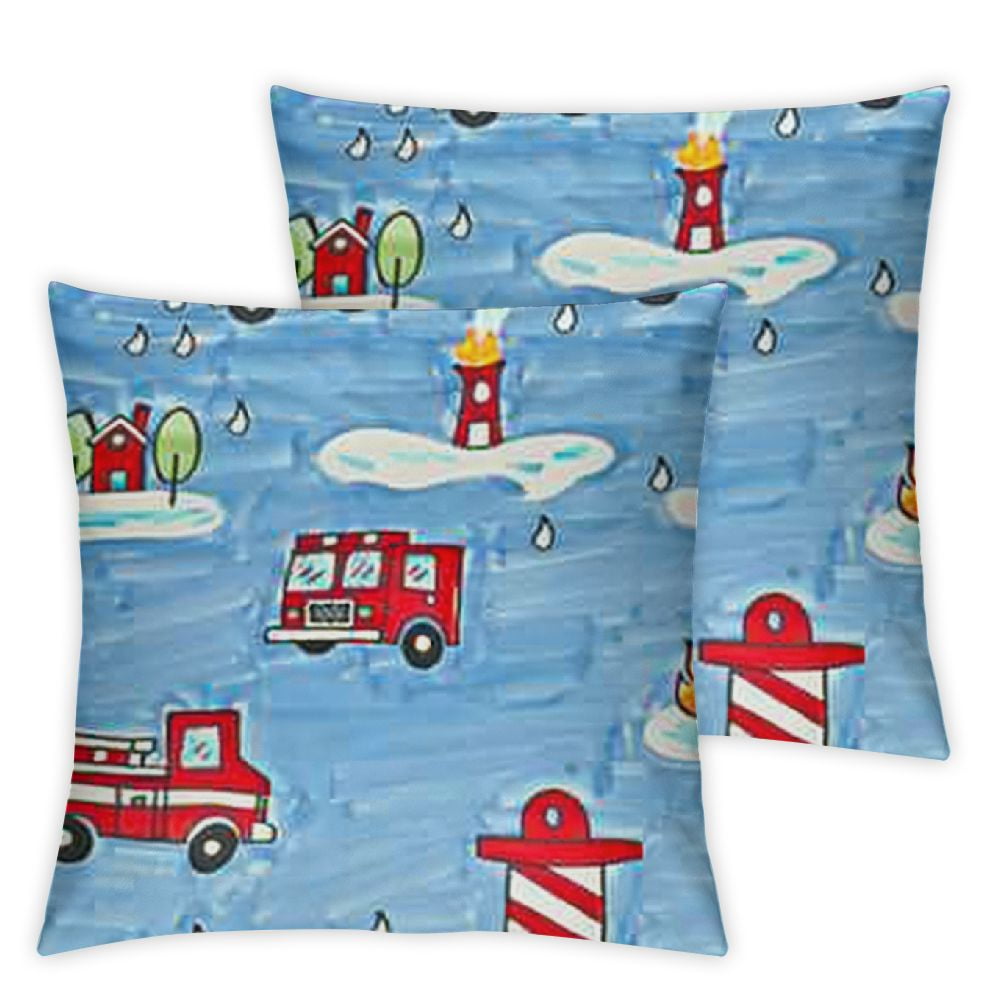 Fire Truck Bedding Set For Kids Boys Girls Twin,Red Car Bed Duvet Cover Set Cartoon Truck