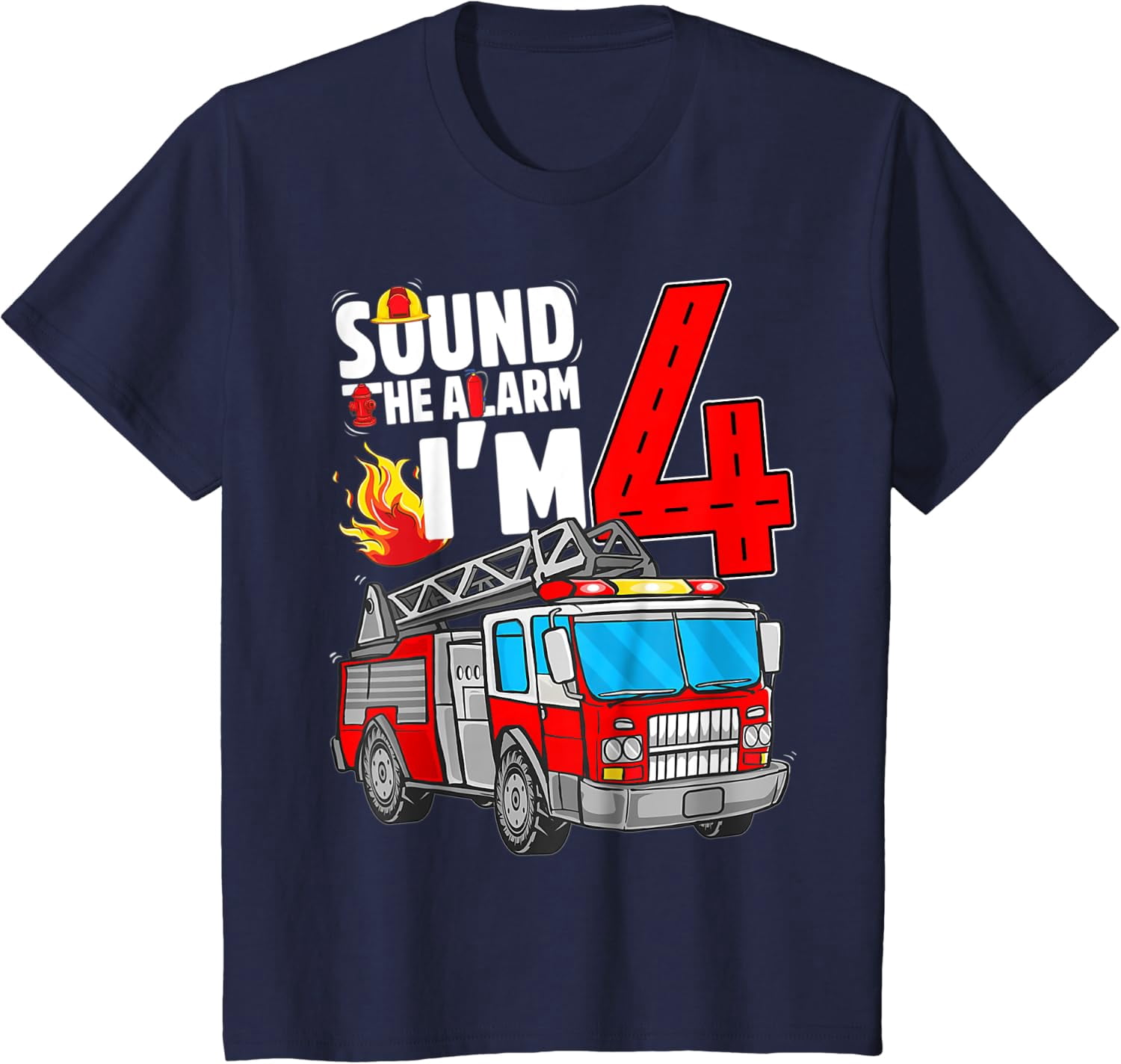 Fire Truck Birthday Firefighter Celebration Design T-Shirt - Walmart.com