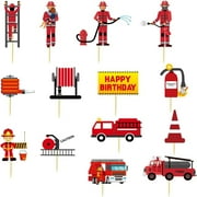 Fire Truck Birthday Party, Dienrx Birthday Cake Fire Truck Sticker, 1 Set of Fire Truck Birthday Cards