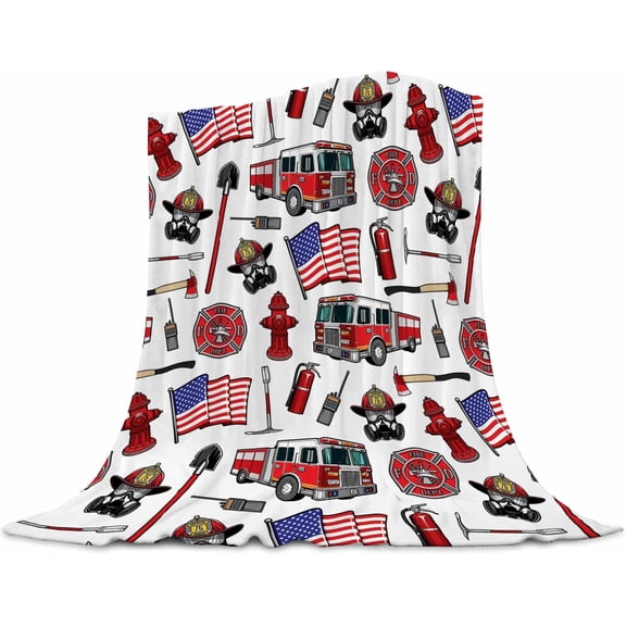 Fire Truck Blanket 60x80 Inches - Giant Firefighter Throw Blanket for Adults, Family, Couples - Super Soft Fluffy Fleece Fireman Gift for Bed, Couch, Sofa, Movie Nights - Warm & Cozy All Season