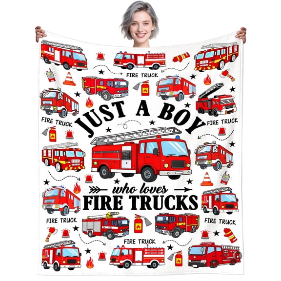 Fire Truck Blanket Gifts Firetruck Stuff Plush Flannel Cute Car Bed Throws Bedding Fire Truck Blankets for Women Adults Gifts Birthday Party Decorations 50"X40"