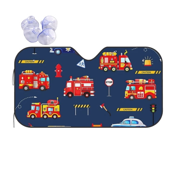 Fire Truck Car Windshield Sun Shade Universal Fit Auto Sun Visor Protector
