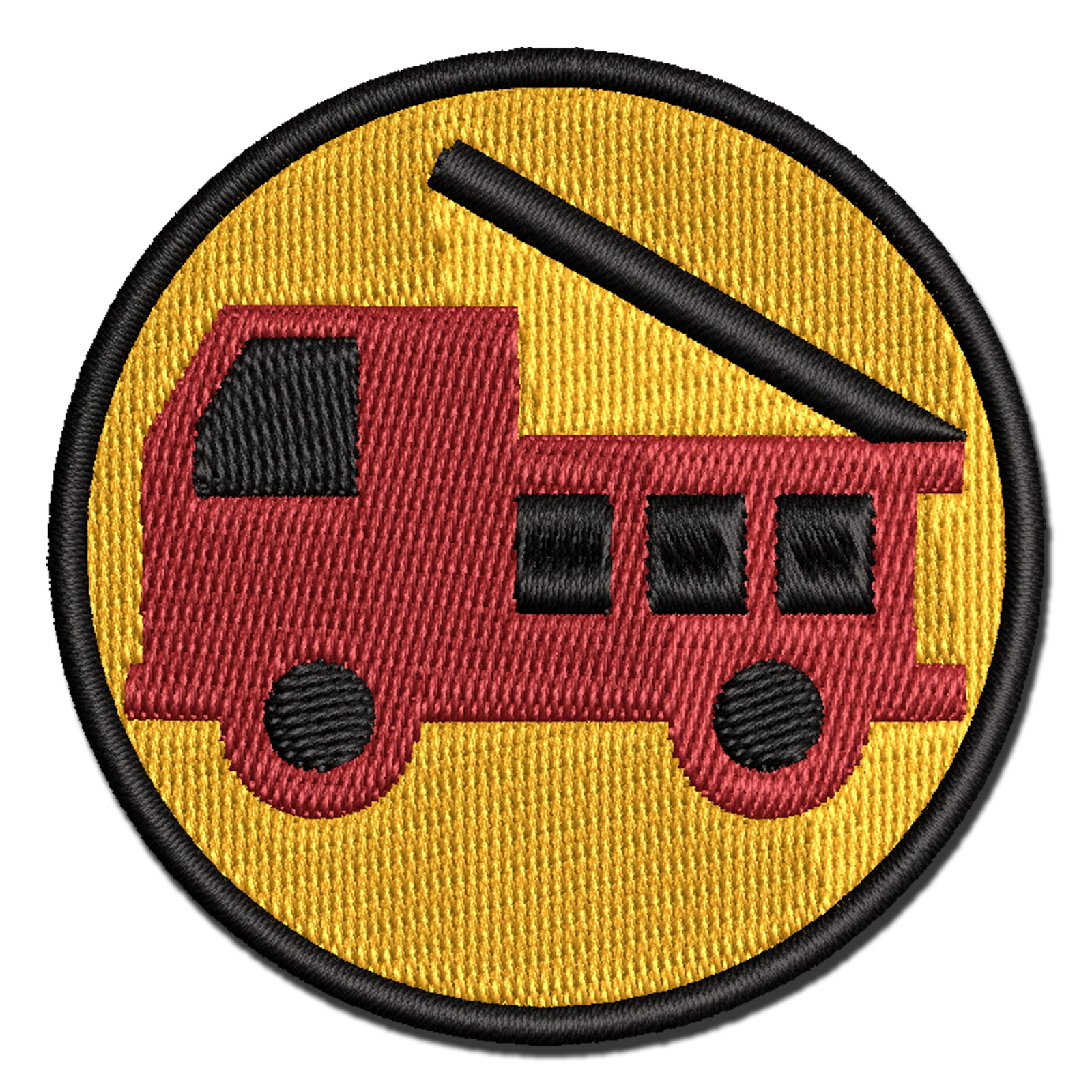 Fire Truck Engine Fireman Firefighter Symbol Applique Multi-Color Embroidered Hook & Loop Patch - 3.5 Inch Large