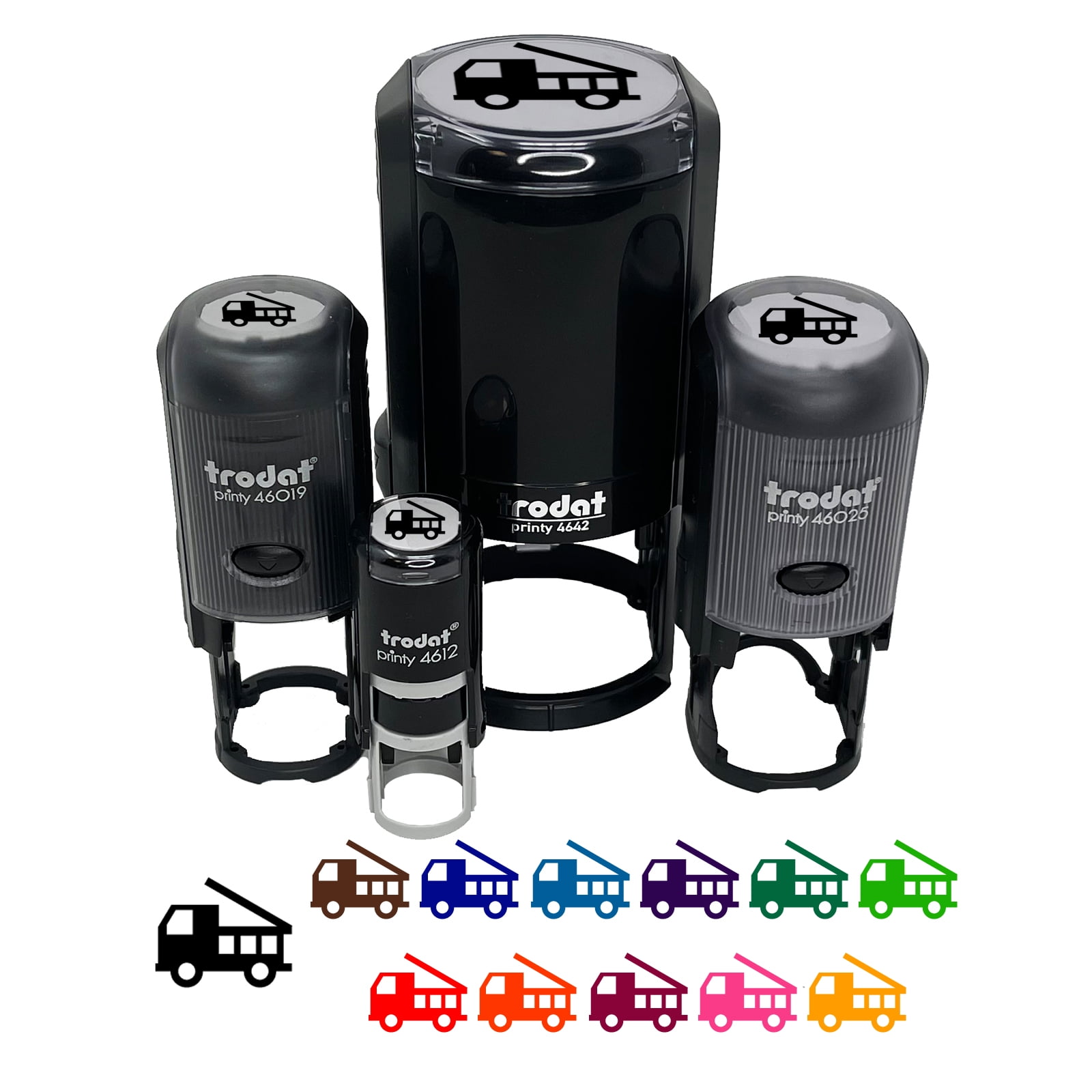 Fire Truck Engine Fireman Firefighter Symbol Self-Inking Rubber Stamp Ink Stamper - Brown Ink - Small 3/4 Inch