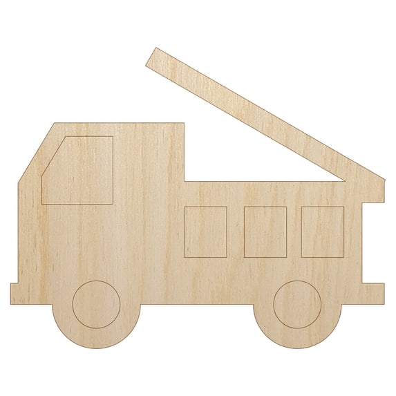 Fire Truck Engine Fireman Firefighter Symbol Wood Shape Unfinished Piece Cutout Craft DIY Projects - 6.25 Inch Size - 1/4 Inch Thick