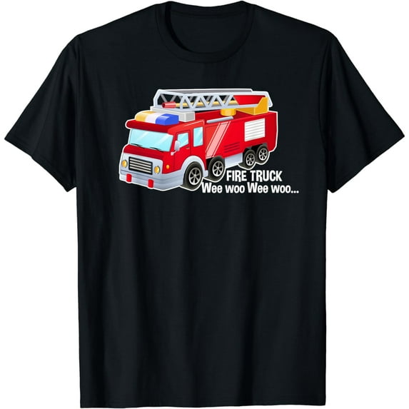 Fire Truck Engine Wee Woo T-Shirt for Toddlers Adults Kids