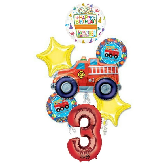 Fire Truck Fire Engine 3rd Birthday Party Supplies and Balloon Decorations